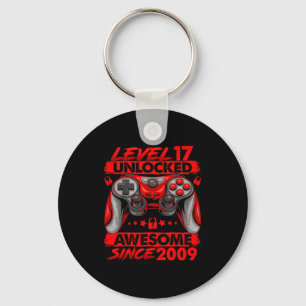 Level 17 Unlocked 17 Year Old Boys 17th Birthday B Keychain