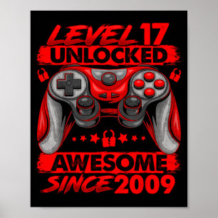Level 17 Unlocked 17 Year Old Boys 17th Birthday B Poster