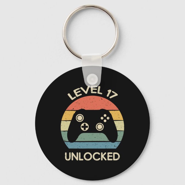 Level 17 Unlocked 17th Gaming Birthday Controller  Keychain (Front)
