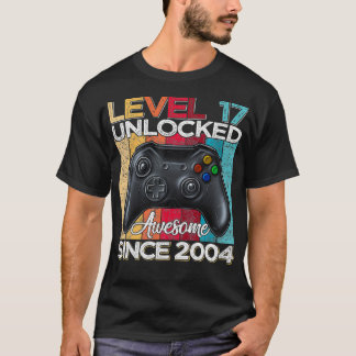 Level 17 Unlocked Awesome Since 2004 17th Birthday T-Shirt
