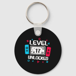 Level 17 Unlocked Gamer 17th Birthday Gift Video G Keychain