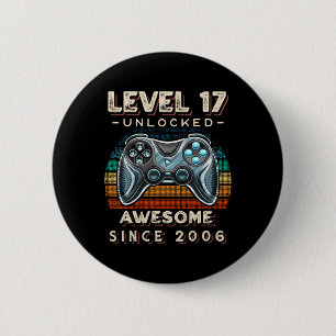 Level 17 Unlocked Video Game 17th Birthday 17 Yr O 2 Inch Round Button