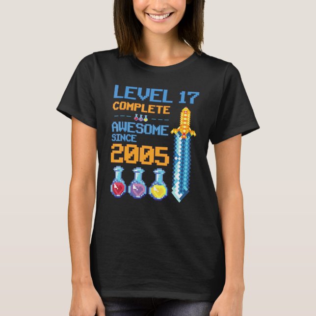Level 17 Unlocked Video Game 17th Birthday Party R T-Shirt (Front)