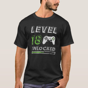 Level 18 Unlocked 18 Year Old Gamer Funny Birthday T-Shirt