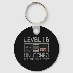 Level 18 Unlocked 18th Birthday 18 Year Old Video Keychain