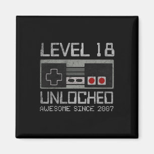 Level 18 Unlocked 18th Birthday 18 Year Old Video  Magnet