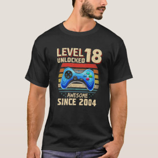 Level 18 Unlocked Awesome 2004 Video Gamer 18Th Bi T-Shirt