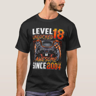 Level 18 Unlocked Awesome Since 2004 18th Birthday T-Shirt