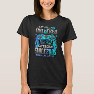Level 18 Unlocked Awesome Since 2005 18th Birthday T-Shirt