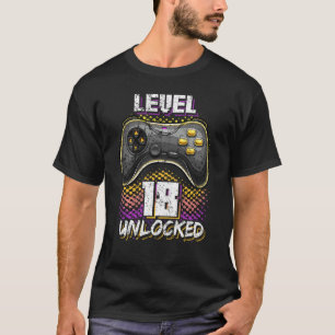 Level 18 Unlocked Retro Video Game 18th Birthday G T-Shirt