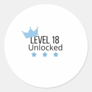 Level 18 Unlocked Sticker For 18th Birthday