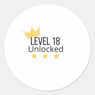 Level 18 Unlocked Sticker For 18th Birthday