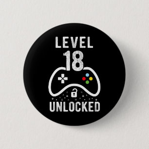 Level 18 Unlocked Video Game 18th Birthday Gift 2 Inch Round Button