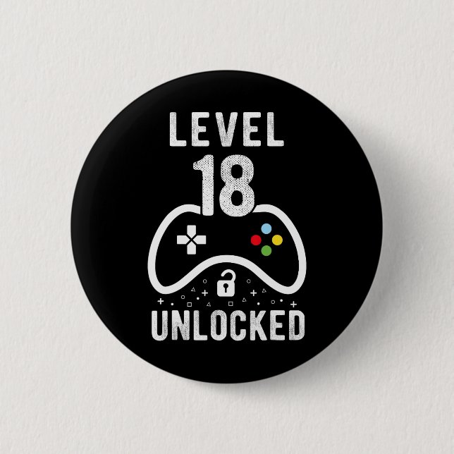 Level 18 Unlocked Video Game 18th Birthday Gift  2 Inch Round Button (Front)