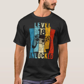 Level 18 Unlocked Video Gamer 18 Year Old 18th Bir T-Shirt