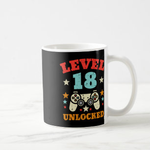 Level 18 Unlocked Video Gamer Boys Men 18th Birthd Coffee Mug