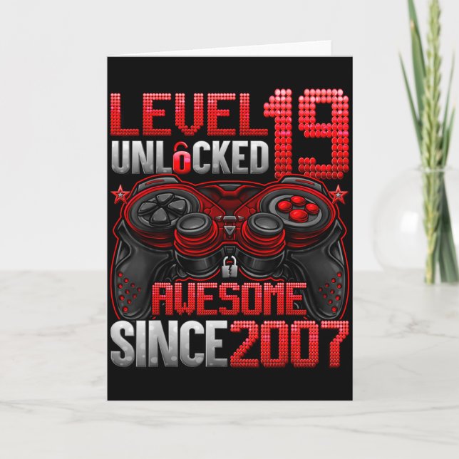 Level 19 Unlocked 19 Year Old Boys 19th Birthday B Card (Front)