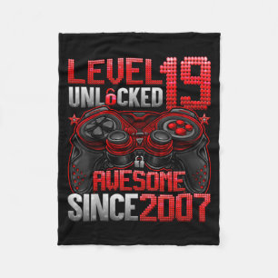 Level 19 Unlocked 19 Year Old Boys 19th Birthday B Fleece Blanket