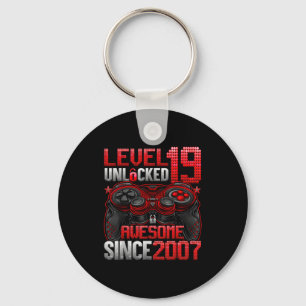 Level 19 Unlocked 19 Year Old Boys 19th Birthday B Keychain