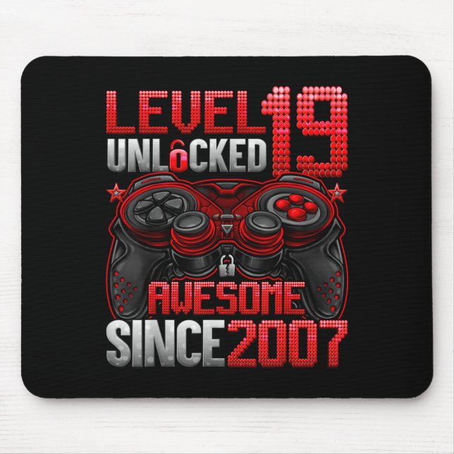 Level 19 Unlocked 19 Year Old Boys 19th Birthday B Mouse Pad (Front)