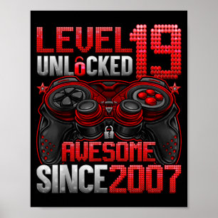 Level 19 Unlocked 19 Year Old Boys 19th Birthday B Poster
