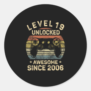 Level 19 Unlocked 19th Birthday 19 Year Old Gifts Classic Round Sticker