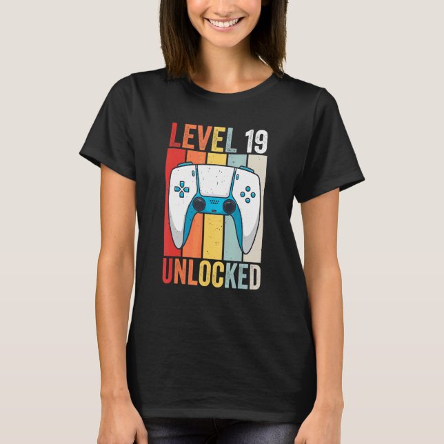 Level 19 Unlocked Gaming 19 Years Old Gamer 19th B T-Shirt (Front)