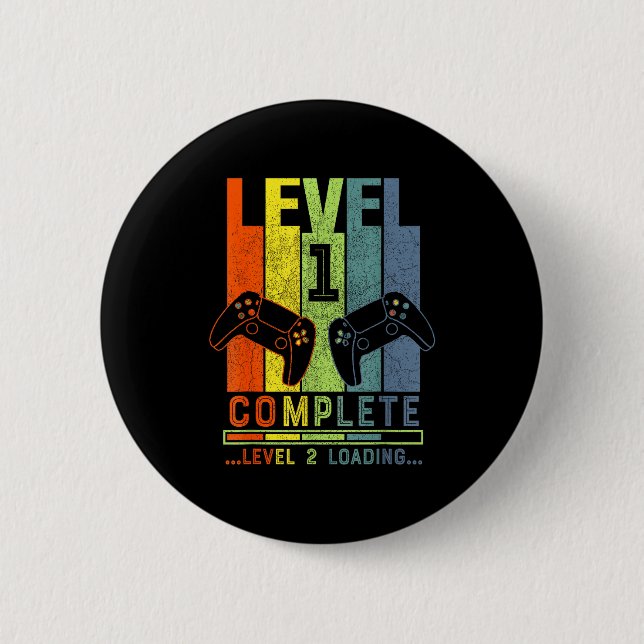 Level 1 Complete Gamer Gift 1 Years Wedding Annive 2 Inch Round Button (Front)