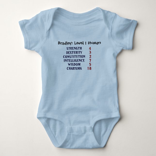 Level 1 Human Personalized Baby Bodysuit (Front)