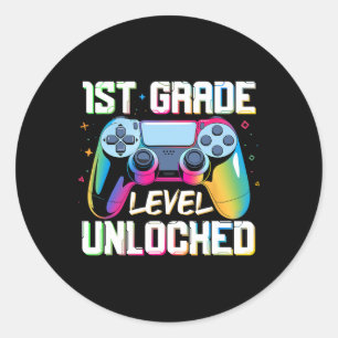 Level 1st Grade Unlocked Back To School First Day  Classic Round Sticker