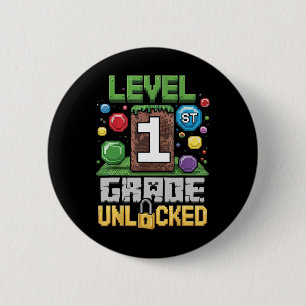 Level 1st Grade Unlocked Video Game First Day Back 2 Inch Round Button