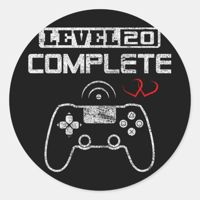 Level 20 Complete 20th Wedding Anniversary Women M Classic Round Sticker (Front)