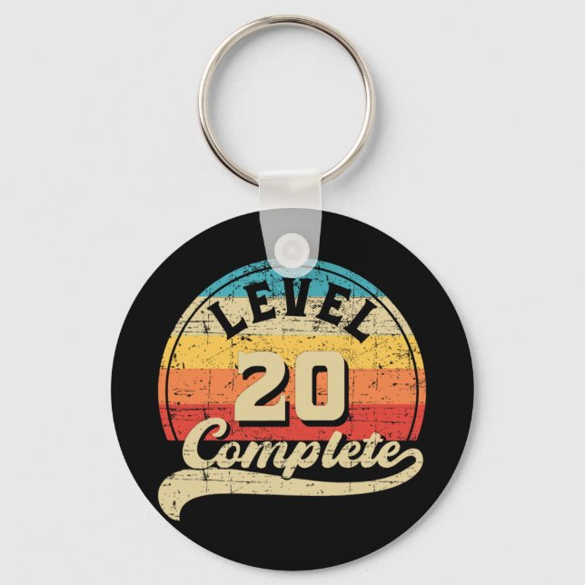 Level 20 Complete Gamer Tee 20th Wedding Anniversa Keychain (Front)