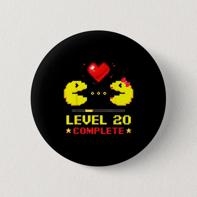 Level 20 Complete Gamers 20th Wedding Anniversary  2 Inch Round Button (Front)