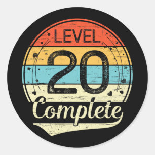 Level 20 Complete Retro 20th Wedding Anniversary T Classic Round Sticker