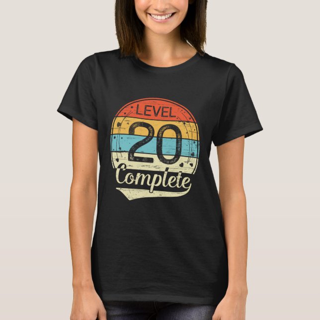 Level 20 Complete Retro 20th Wedding Anniversary T T-Shirt (Front)