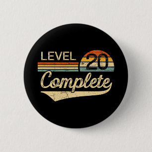 Level 20 Complete Vintage 20th Wedding Anniversary 2 Inch Round Button