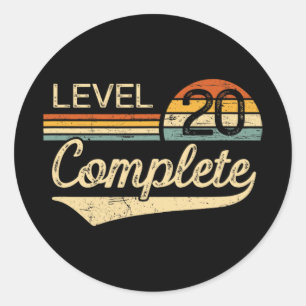 Level 20 Complete Vintage 20th Wedding Anniversary Classic Round Sticker