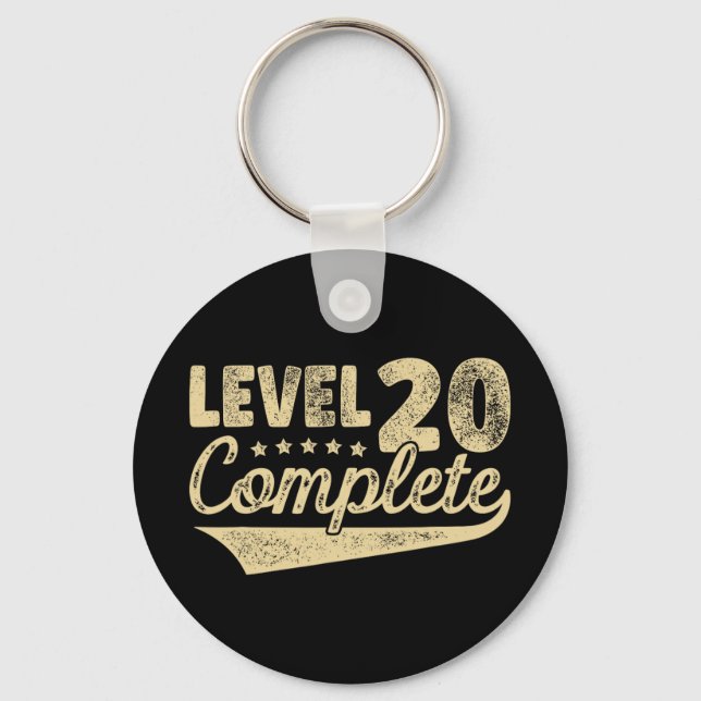 Level 20 Complete Vintage 20th Wedding Anniversary Keychain (Front)
