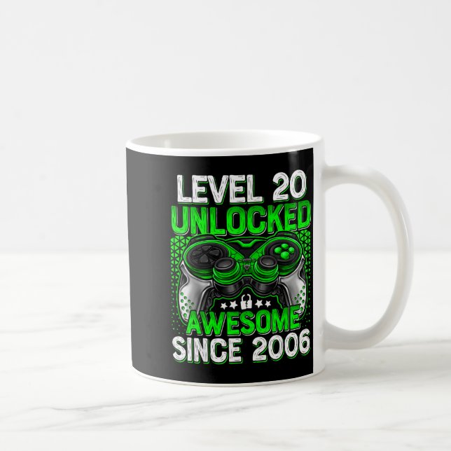 Level 20 Unlocked 20 Year Old Boys 20th Birthday B Coffee Mug (Right)