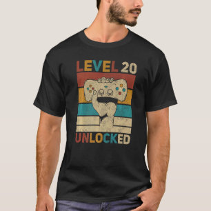 Level 20 Unlocked 20th Birthday 20 Year Old Gamer  T-Shirt