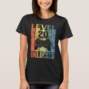 Level 20 Unlocked 20th Birthday  For Video Gamers T-Shirt