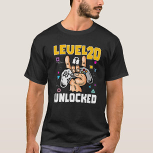 Level 20 Unlocked Awesome Video Game 20Th Birthday T-Shirt