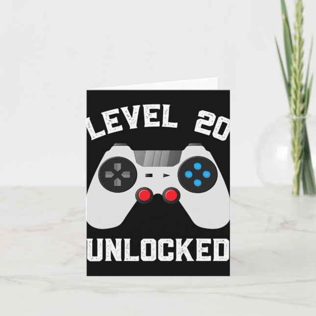 Level 20 Unlocked Funny 20th Wedding Anniversary C Card (Front)