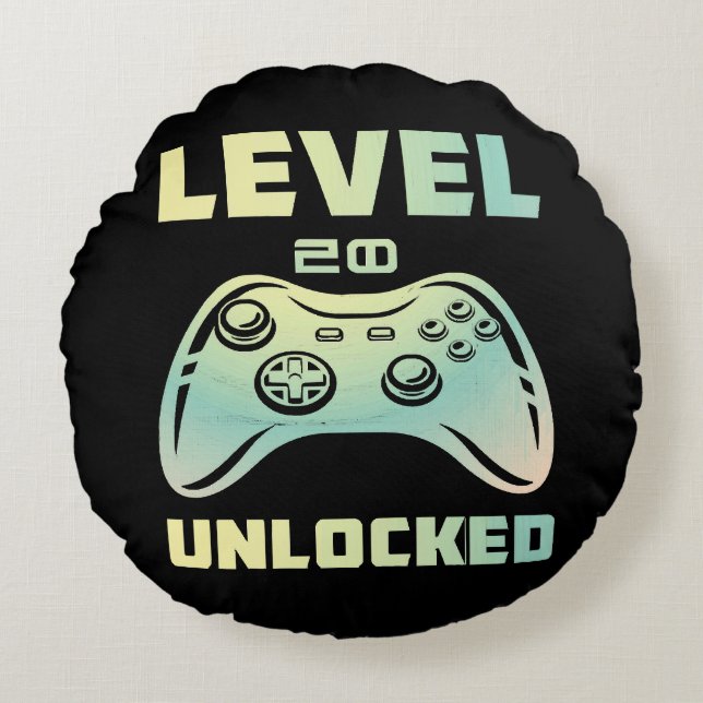 level 20 unlocked round pillow (Front)