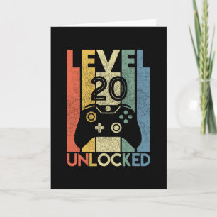 Level 20 Unlocked Shirt Funny Video Gamer 20th Bir Card