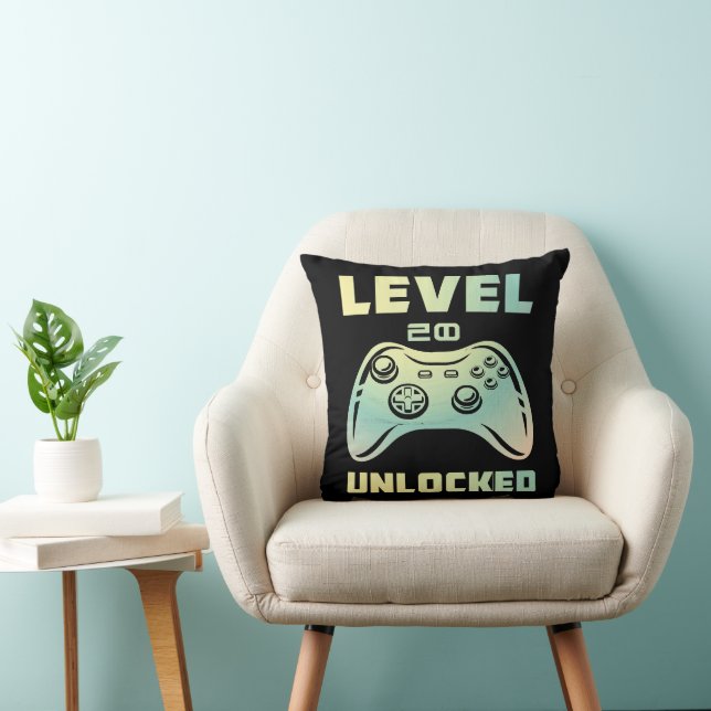 level 20 unlocked throw pillow (Chair)