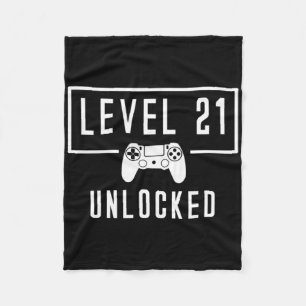 Level 21 21st Years Unlocked Video Game Gamer Bday Fleece Blanket