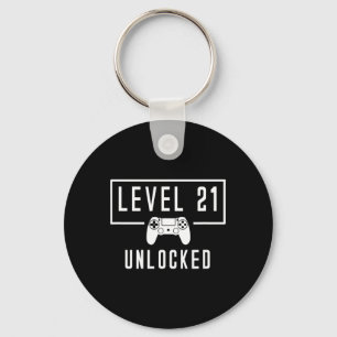 Level 21 21st Years Unlocked Video Game Gamer Bday Keychain
