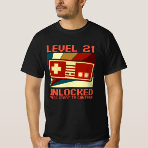 LEVEL 21 UNLOCKED 21 Birthday Gift Gamer T-Shirt